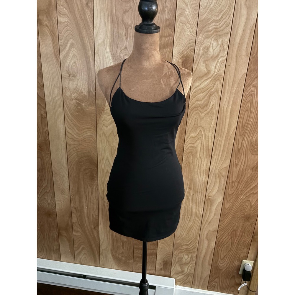 Tiger Mist Black Strappy Back Mini Dress Small Bodycon Open‎ Back Cocktail Dress